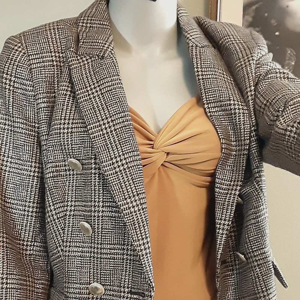 Nine West Black and Gold Sparkle Jacket with Blues and Purple Threading Like New